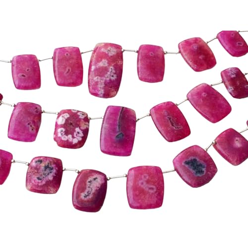 Perles rectangulaires de quartz solaire rose percées pour éviter la casse en bijouterie