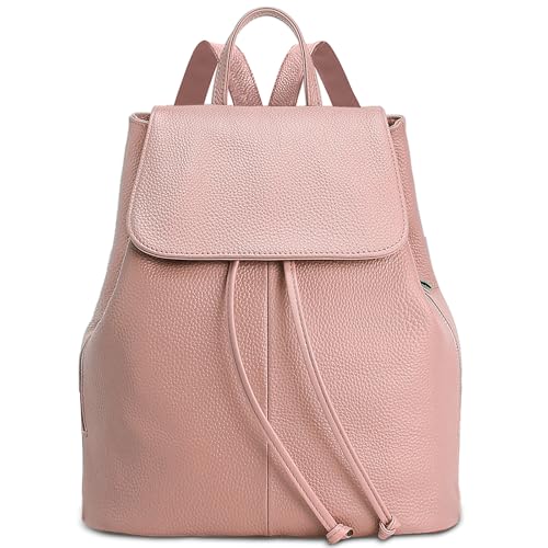 Image of BOYATU Women's Full-Grain Leather Backpack Purse, Minimal Structured Design, Work Commuter & City Travel, Compact Everyday Essentials, Fashion RFID Pocket Bag ((Pink)