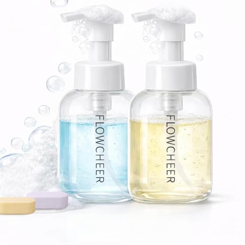 Image of flowcheer Foaming Hand Soap Starter Kit, Fresh & Clean | 2 Refillable Foam Dispensers (12 oz), 2 Foaming Soap Refill Tablets, Plastic Bottle, For Kitchen & Bathroom