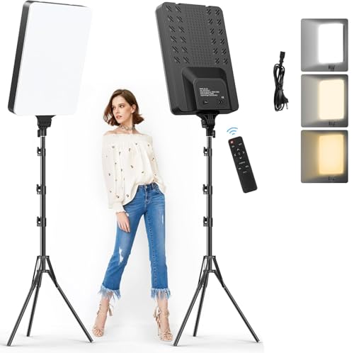 Image of 19 inch LED Camera Light for Video Shooting, Photography, Live Streaming with 3 Colors Dimmable Fill Light Remote Contral 3200k-6500k, CRI 95+