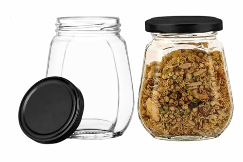 Image of Glass Jar with Air Tight Metal Lid I Kitchen Storage Jars for Spices, Coffee, Sugar & Dry Fruits I Grocery Storage Container I Kitchen Pantry Organiser Jar (CROWN SHAPE GLASS JAR - 750 ML - PACK OF 4)