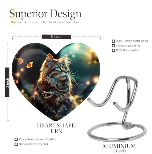 Image of Cat Urn for Human Ashes - Heart Shaped Urns for Human Ashes - Funeral Urn - Ashes Holder - Cremation Urns for Burial - Cremation Urn for Ashes (Size - 3 inch Pack of 2)