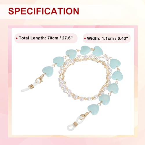 Image of uxcell Beads Eyeglass Chain, Pearl Glasses Strap Eyewear Retainer Chain Around Neck Sunglass Holder for Girls Women
