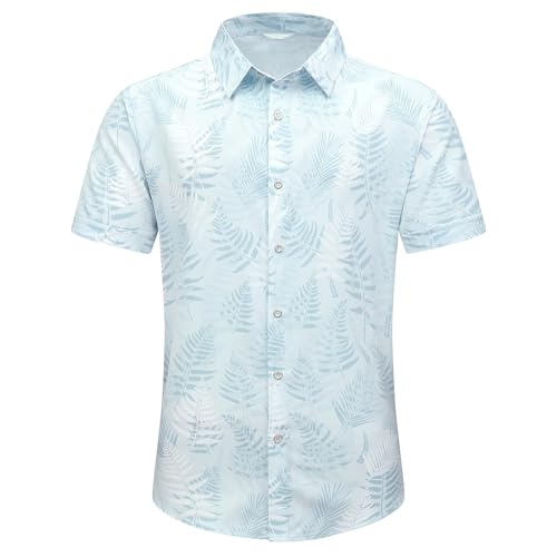 Image of Men's Hawaiian Shirt Tops Vintage Short Sleeve Button Down Beach Shirt Male Tropical Floral Summer Pullover Party Holiday