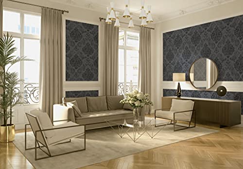 A.S. Création Vliestapete Memory Tapete neo barock glamourös klassisch 10,05 m x 0,53 m grau metallic schwarz Made in Germany 953723 95372-3