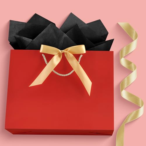 Image of JMANNI Mothers Day Gift Bags with Handles, 13 inch Medium Gift Bag for Presents, 1 Pcs Bags with 2 Tissue Paper and 1 Cards for Baby Shower Wedding Bridal Shower Mother's Day Birthday Party (Light Red)