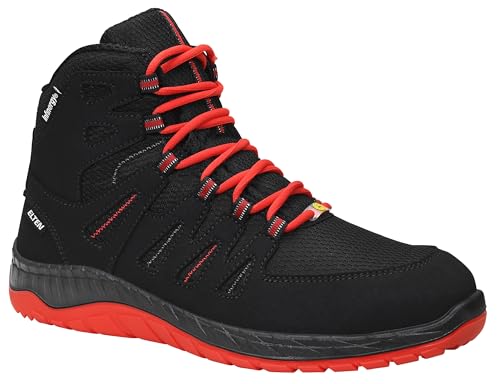 ELTEN Sicherheitsschuhe MADDOX black-red Mid ESD S3, Herren, Textil,...