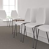 Flash Furniture 5 Pk. HERCULES Series 770 lb. Capacity White Stack Chair with Lumbar Support and Silver Frame
