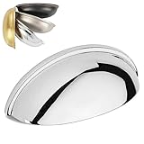 Koofizo Bin Cup Drawer Pull - Polished Chrome Cabinet Handle, 76mm / 3 Inch Screw Spacing (10 Pack) for Kitchen Cupboard Bedroom Dresser Bathroom Furniture Door