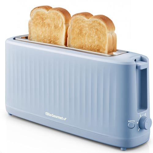 Elite Gourmet ECT2517OX SLIMTOAST™ 2-Slice, Long Slot Toaster, Cool-touch Body, 6 Toast Settings & Cancel Function, Extra Wide 1.5” Slot