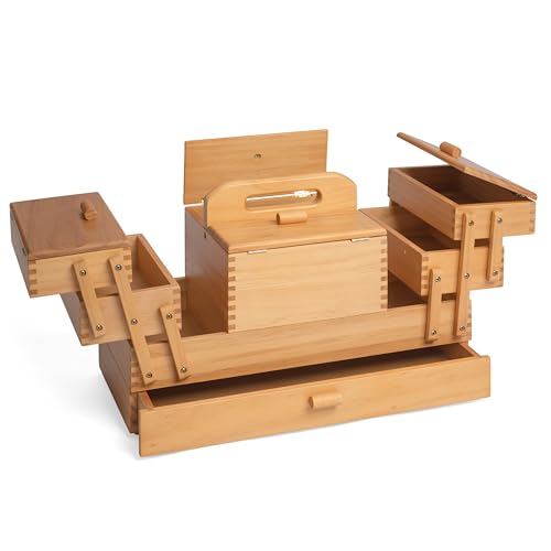 Hobby Gift GB9590 Caja de Almacenamiento de Madera voladiza para Costura y Manualidades, Colores Variados, 23.5 x 45 x 32 cm