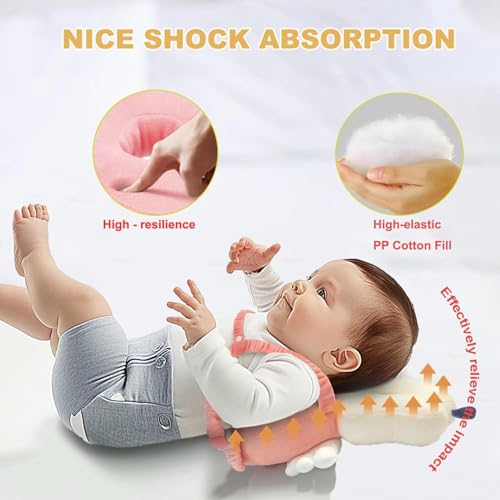 Image of Baby Head Protector Backpack, Toddler Baby Head Protection Backpack with Baby Knee Pads Alarm Function for Walking & Crawling, Soft, Breathable and Wearing Safety Baby Head Protector (Pink Rabbit)
