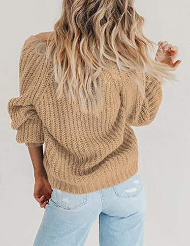 Image of Zeagoo Women's 2026 Fall Chunky Knit Cardigans Open Front Long Sleeve V Neck Button Loose Cardigan Sweaters