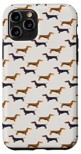 かわいいダックスフント柄ソーセージ犬好きデザイン スマホケース iPhone 11 Pro 用
