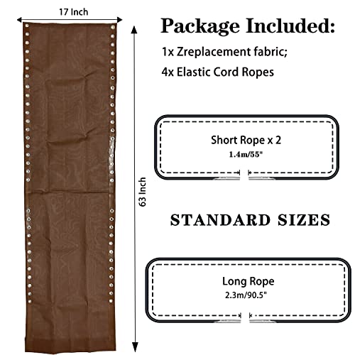 Zero Gravity Chair Replacement Fabric With Bungee Cord Kit, 17 Inch Wide Repair Cloth With Replacement Cord For Anti Gravity Chairs Outdoor Recliner Patio Lounge Chair Lawn Beach Sling Chair, Brown #TOP1