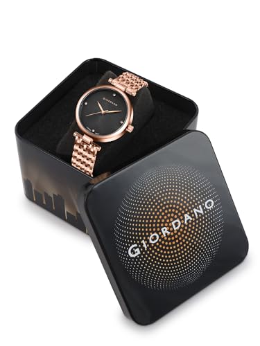 Image of Giordano Elegant Analog Quartz Watch for Women with Textured Round Dial, Crystal Hour Markers, Japan Movement and Stainless Steel Strap