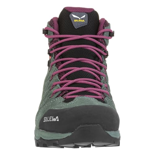 Image of Salewa Women's Alp Mate Mid Waterproof Trekking & Hiking Boot, Duck Green /Rhododendon, 6