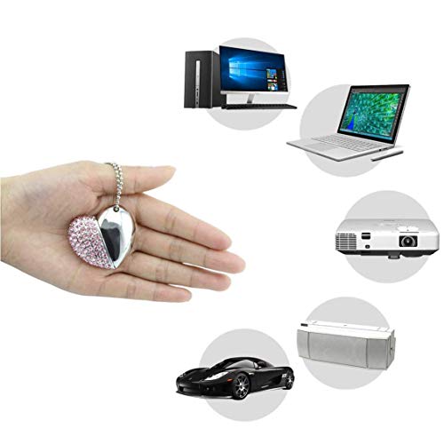 Wooteck 32Gb Crystal Loving Heart Shape Jewelry Usb Flash Drive Pendrive With Necklace,Pink #TOP5