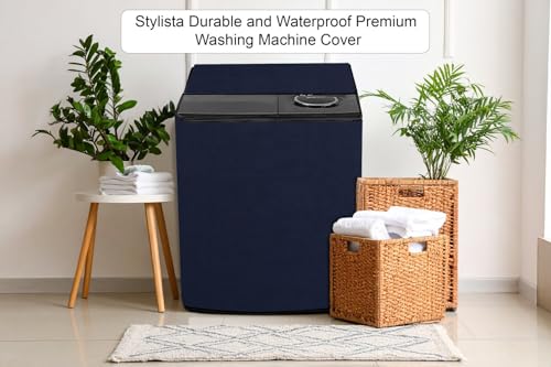 Image of Stylista Waterproof and Dustproof Polyester Washing Machine Cover Compatible for Godrej 10 Kg Semi-Automatic Top Loading WSEDGE NEO 100 5.0 PB3 SLGR, Blue