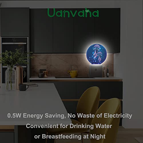 Image of Jellyfish Nightlight Exotic Sea Ocean Creature Aquatic Animals Night Lights Plug into Wall Dusk to Dawn Sensor Round Night Light for Adults Boys Girls, 0.5W Energy Efficient
