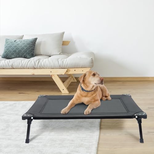 pozico Faltbares Erhöhtes Hundebett – Tragbares Haustierbett mit Metallrahmen, Waschbar & Atmungsaktiv – Ideal für Kleine/Mittelgroße Hunde & Katzen – Für Innen, Außen, Reisen & Camping, S