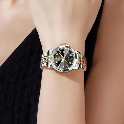 Image of OLEVS Womens Watch Fashion Diamond Analog Gifts Watches for Ladies Quartz Stainless Steel Casual Roman Waterproof Luminous Calendar Wristwatch