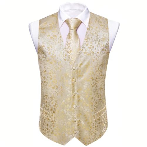 Men's Groomsmen Tuxedo Accessories Set Silk Vest Tie Cufflinks Pocket Square Included4