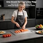 Titanium Cutting Board, Stainless Steel Cutting Board for Kitchen, Double-Sided Metal Chopping Board with Hanging Hole for Meat, Vegetables, Fruit and Food Prep