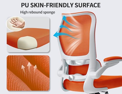 Image of TRALT Office Chair Ergonomic Desk Chair - Gaming Chair with Lumbar Support | 330 LBS Home Office Desk Chairs , Reading Chair with Flip-up Armrests, Comfortable Computer Chairs (1, Orange)