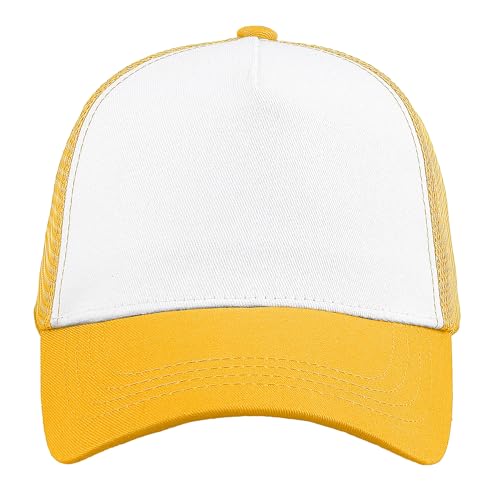 Image of Falari 5-Panel Mesh Baseball Cap, Trucker Hat, Structured Plain Design, Cotton, Adjustable Size