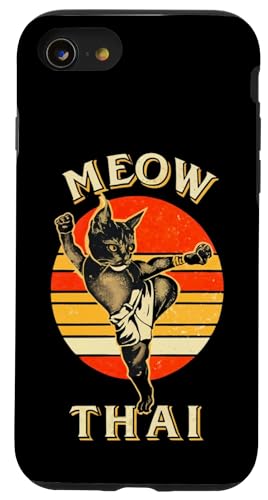Funny Meow Thai �j���p �����p ���G�^�C �{�N�V���O �L�D�� �X�}�z�P�[�X iPhone SE (2020) / 7 / 8 �p