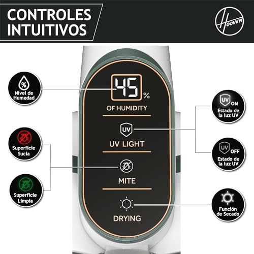 Miniatura 8 de Hoover Aspirador De Mano Hmc5 Para Colchones: Limpieza Eficaz, 4 Funciones Automáticas: Beat Roll, Aspirado, Luzuv Y Secado. Modelo Ligero Y Manejable. Elimina El Polvo En Colchones, Sofás, Tapicerías