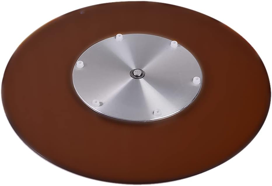 Brown 60/70/80CM Turntable Tempered Glass Lazy Susan Round High Temperature Resistance Tabletop Rotating Serving Tray Aluminum Base with 6 Leg Nails