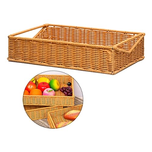 Cesta para servir pan rectangular de imitación mimbre naranja en formato M individual 5