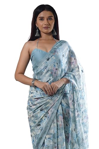 Image of MIRCHI FASHION Women Saree Floral Printed Chiffon | Breathable Lightweight Summer Sari for Office and Daily Use with Unstitched Blouse (Available in 20 Styles)