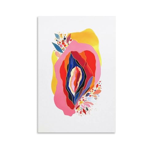 QZFNCOYU Abstraktes Vulva-Poster, feministisches Kunstposter, Leinwandposter, Wandkunst, Dekordruck, Bild, Gemälde für Wohnzimmer, Schlafzimmer, Dekoration, 40 x 60 cm