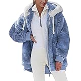 blouson hiver gaastra homme  ORANDESIGNE Veste Polaire Femme Fille Chaude Sweats Manteau à Capuche Zippé Laine épais Blousons Hooded Coat Manche Longue Cardigan Casual Couleur Unie Mode Hiver Outerwear B Bleu XXL