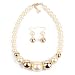 KOSMOS-LI Imitate big Pearl Choker Necklace With Earrings Set