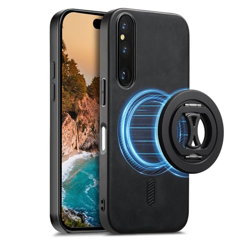 FANFO Coque Magnétique pour Sony Xperia 1 VI, [Protection Caméra] [Anti-Traces] Housse Ultra Fine avec Support Magnétique Amovible-Black