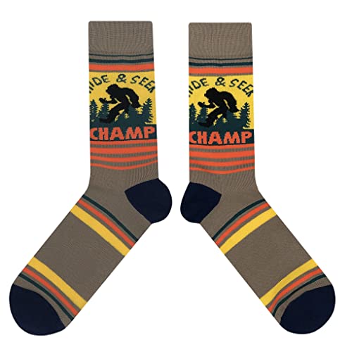 Hide Bigfoot Dress Socks Funny Novelty Crazy Fun Design Men Size 8-12 Cotton Casual Crew Colorful Funky Fancy Socks Gift for Men2