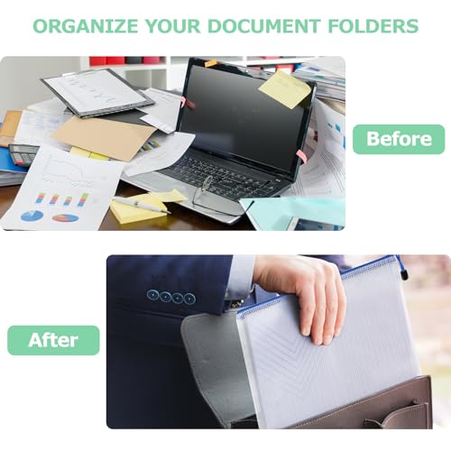 Carehabi 12 Pcs Dokumententasche mit Reißverschluss A4, Wasserdichte Document Case, Mesh Beutel mit Reißverschluss, Datei Zipper Tasche Mesh Kunststoff Reißverschlusstasche für Dokumente, Kosmetika, R