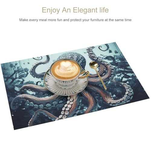 Set de table en PVC Cool Octopus anti-tache pour protéger des assiettes chaudes - 4