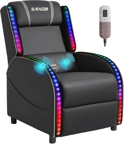 Homall Gaming Recliner Chair with Massage and LED Lights