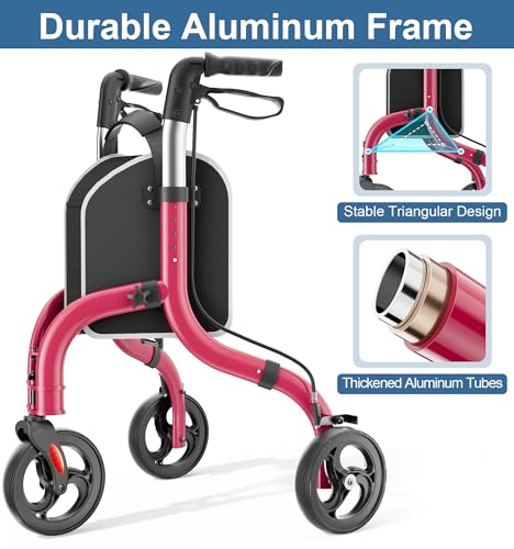 Image of HOMLAND Foldable 3 Wheel Walkers for Seniors, Lightweight Aluminum Frame