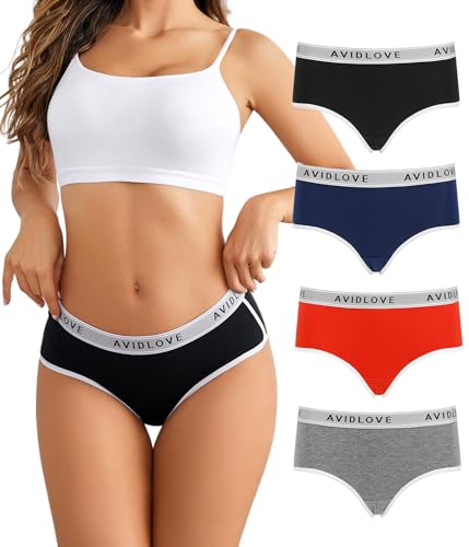 Avidlove Cotton Underwear for Women Hipster Panties Stretch Briefs Mid Rise Ladies Underpants Multipack