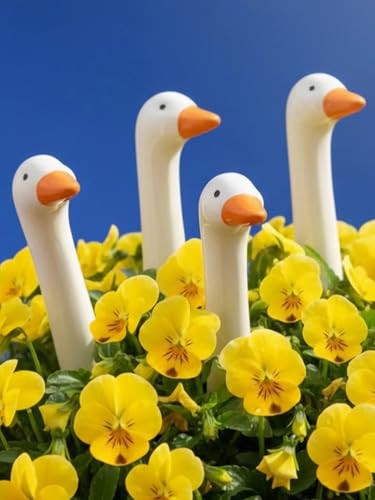 Pommerntraum ® 4 STÜCK Keramikgans Keramikgänse Gänsehals Gans...