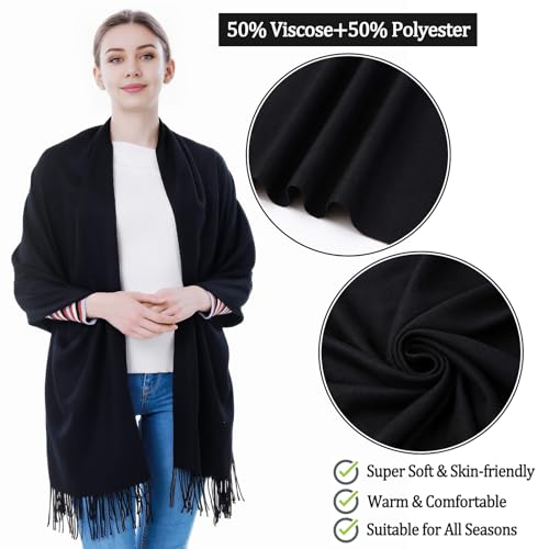 Image of Pashmina Scarf and Shawl - Soft Women Pashminas Wrap for Wedding Evening Party dresses