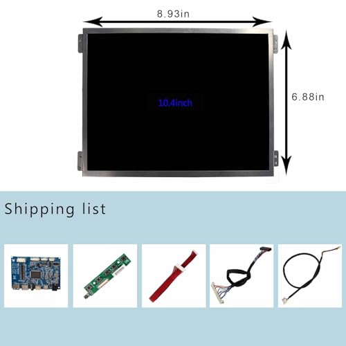 Image of 10.4 inch 1024x768 4:3 IPS LCD Screen & USB C USB Controller Board | with Location Holes,for Industrial Replacement Display /Retro Video Gaming Monitor