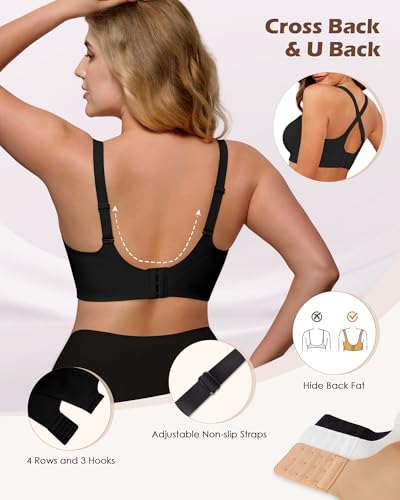 Image of As Fairy Womens Soft Comfortable No Underwire Bras V Neck Seamless Push Up Bralettes Full Coverage Tshirt Brassiere