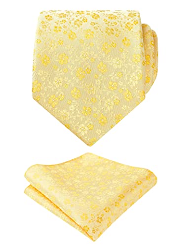 Image of Alizeal Mens 3.15inches Exquisite Floral Tie with Small Flower Printed Pocket Square